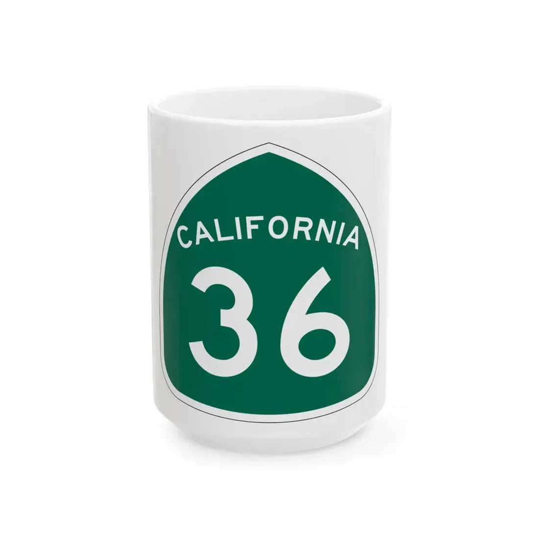 California 36 (California) (Road Sign) White Coffee Mug 15oz - Go Mug Yourself