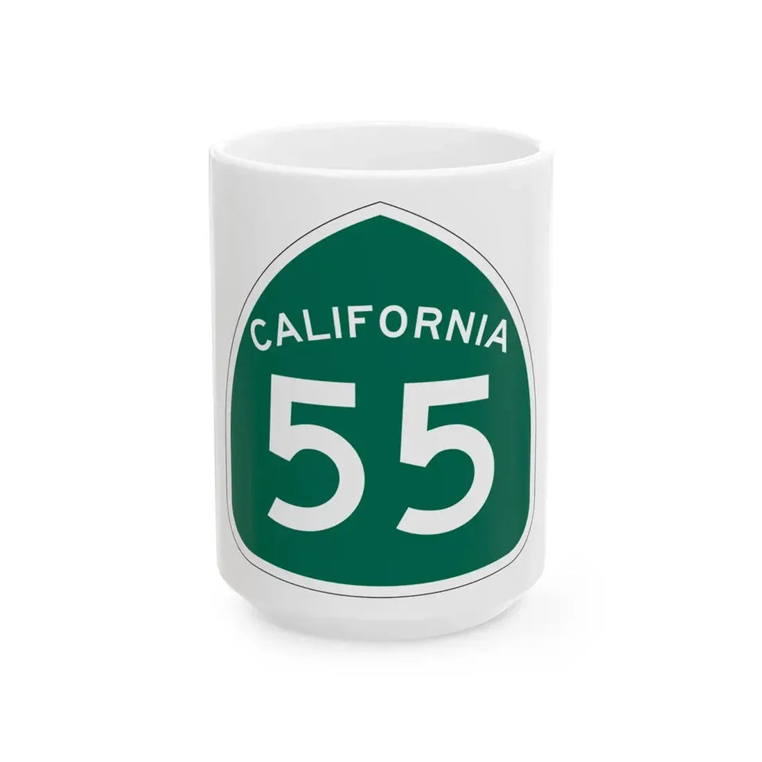 California 55 (California) (Road Sign) White Coffee Mug 15oz - Go Mug Yourself