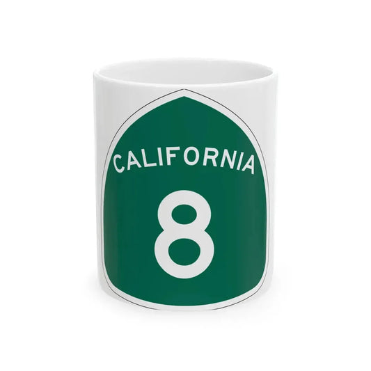 California 8 (California) (Road Sign) White Coffee Mug 11oz - Go Mug Yourself
