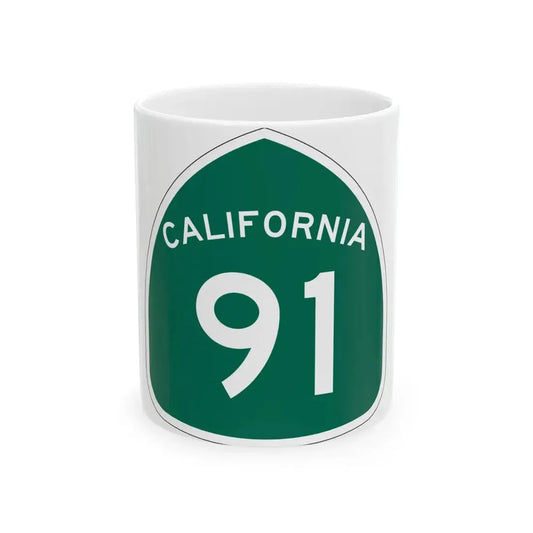 California 91 (California) (Road Sign) White Coffee Mug 11oz - Go Mug Yourself