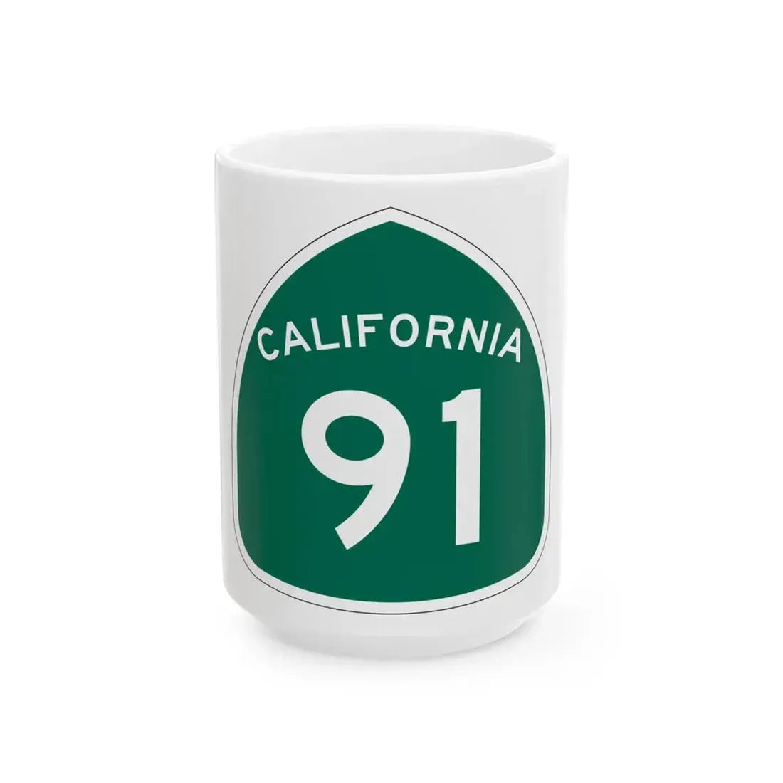 California 91 (California) (Road Sign) White Coffee Mug 15oz - Go Mug Yourself