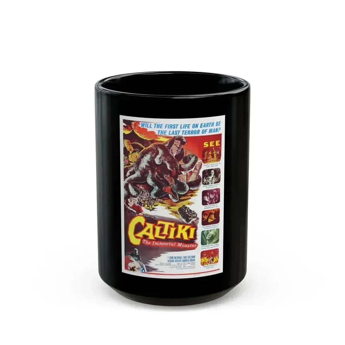CALTIKI THE IMMORTAL MONSTER 1959 Movie Poster - Black Coffee Mug 15oz - Go Mug Yourself