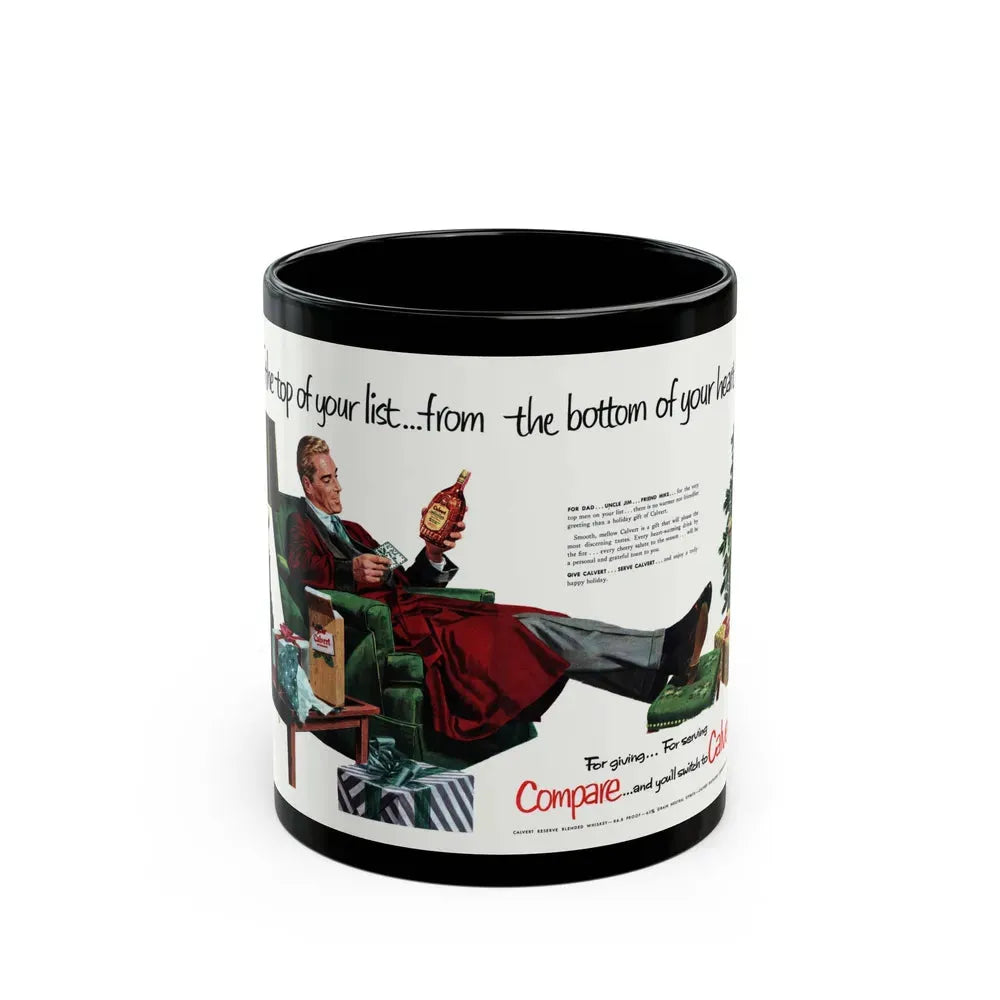 Calvert Whiskey ad, Collier's, December 13, 1952 - Black Coffee Mug 11oz - Go Mug Yourself
