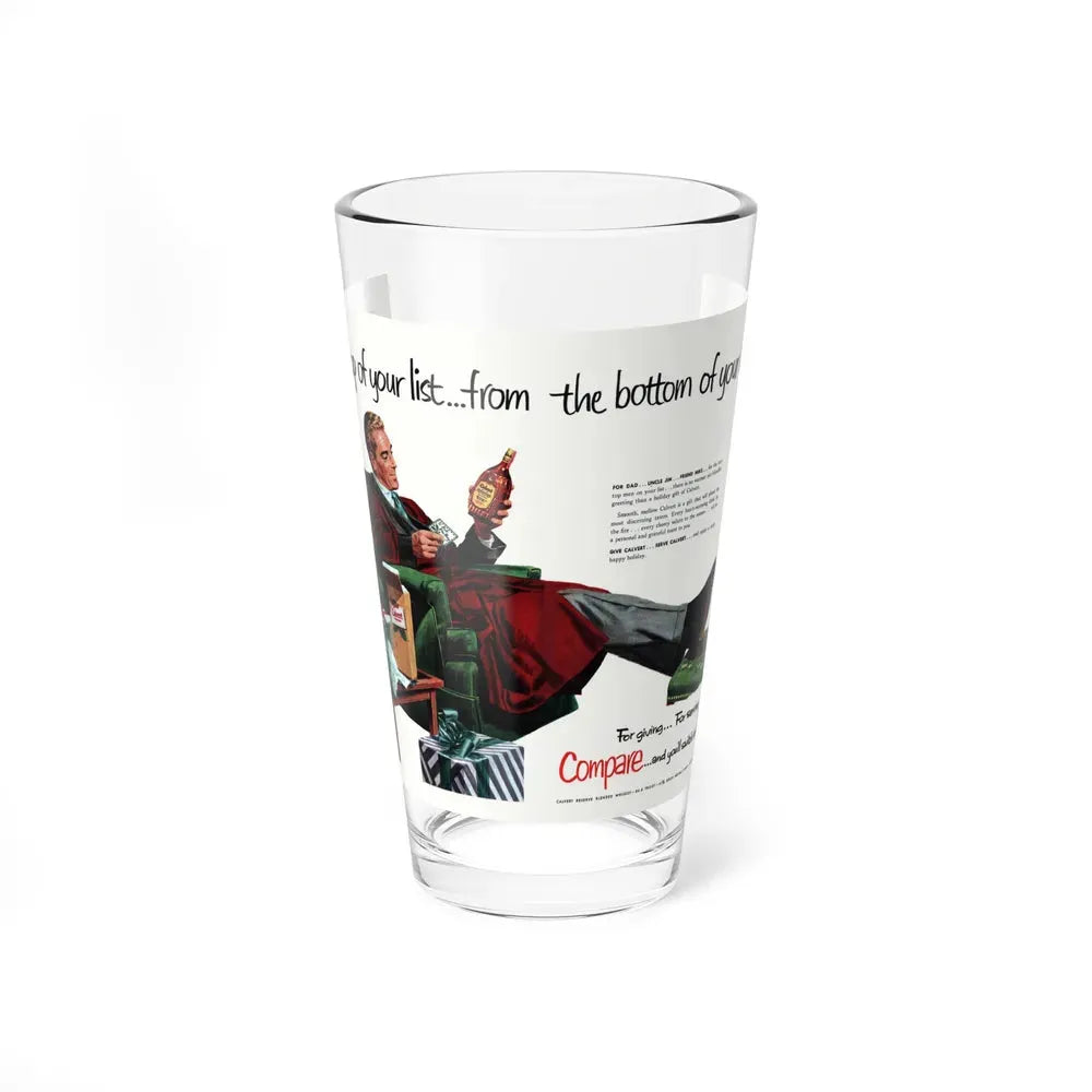 Calvert Whiskey ad, Collier's, December 13, 1952 (Magazine Illustration) Pint Glass 16oz 16oz - Go Mug Yourself