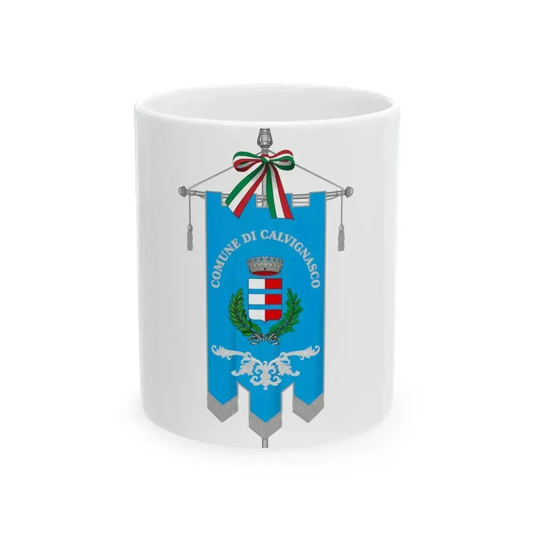 Calvignasco-Gonfalone (Italy) White Coffee Mug 11oz - Go Mug Yourself