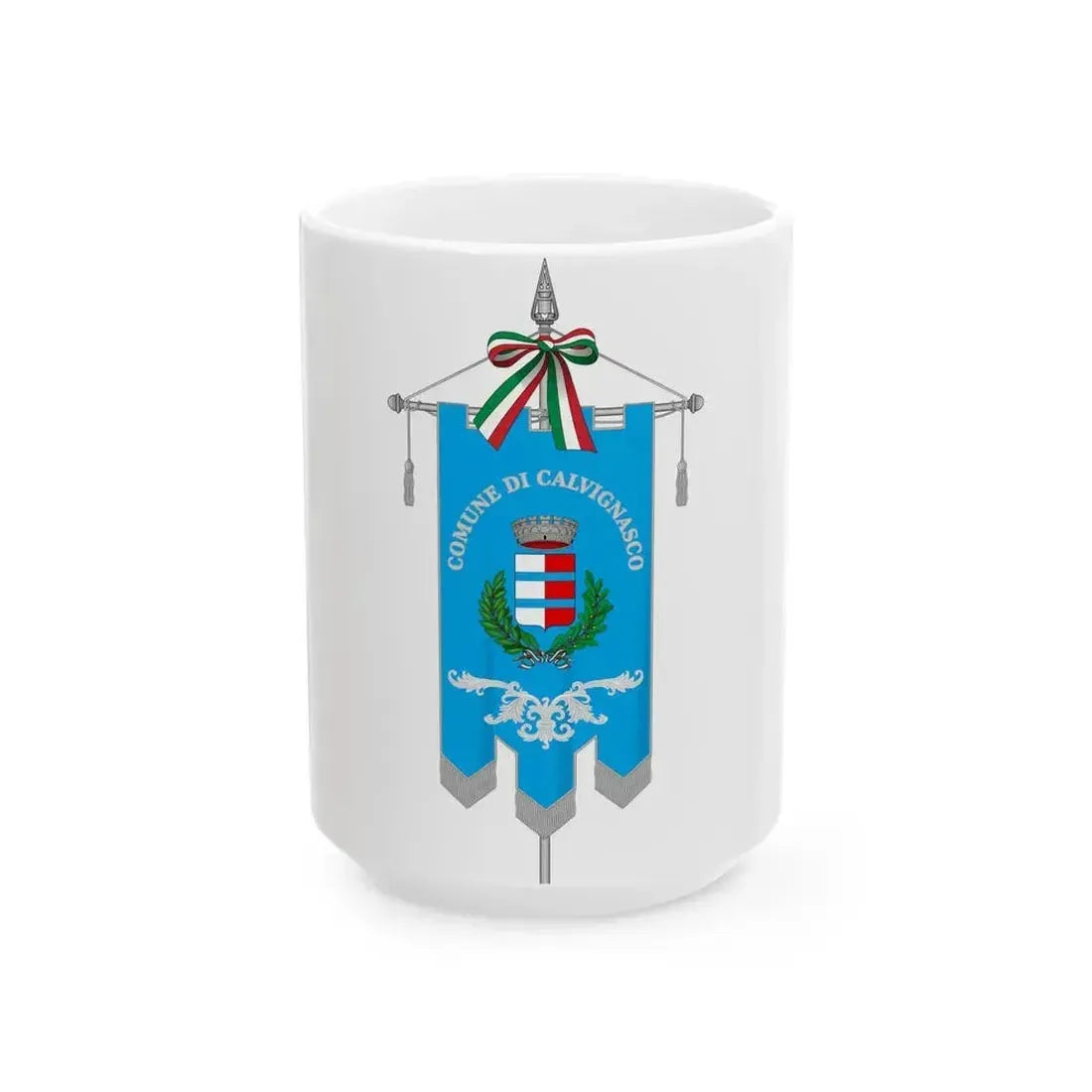 Calvignasco-Gonfalone (Italy) White Coffee Mug 15oz - Go Mug Yourself
