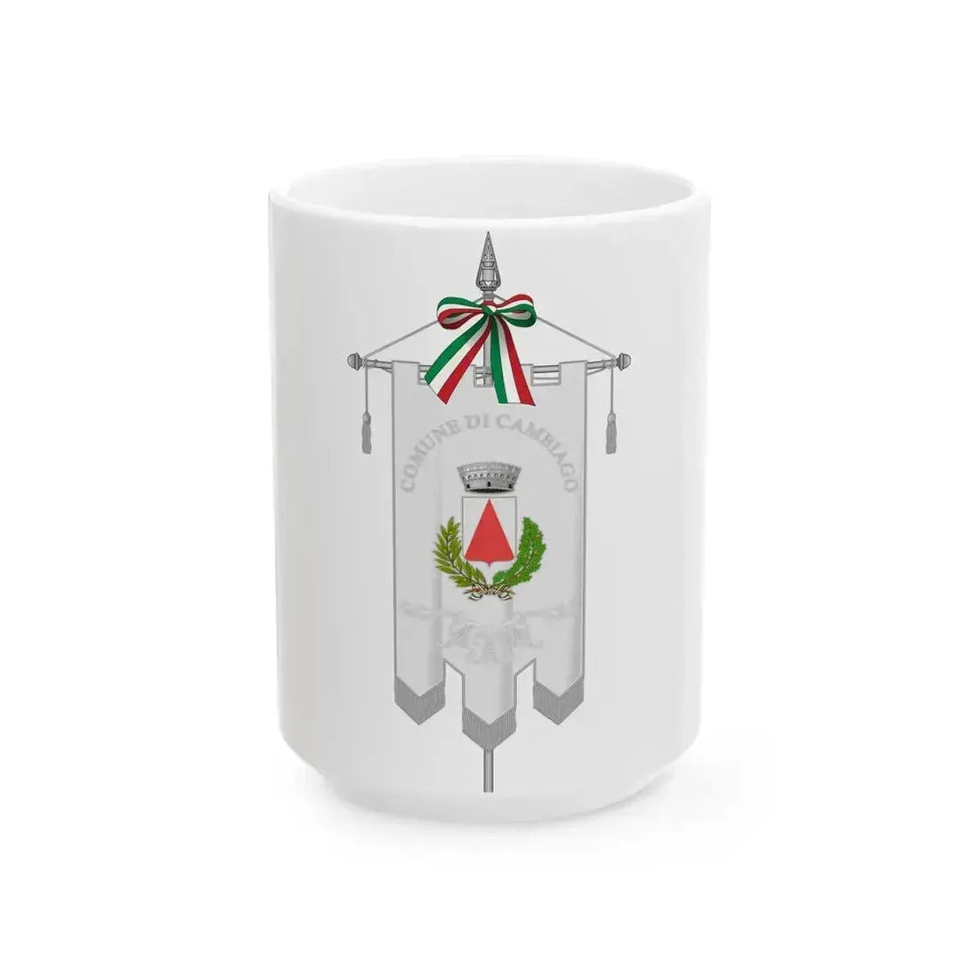 Cambiago-Gonfalone (Italy) White Coffee Mug 15oz - Go Mug Yourself
