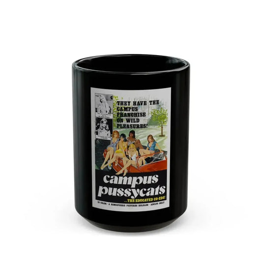 CAMPUS PUSSYCATS 1973 Movie Poster - Black Coffee Mug 15oz - Go Mug Yourself