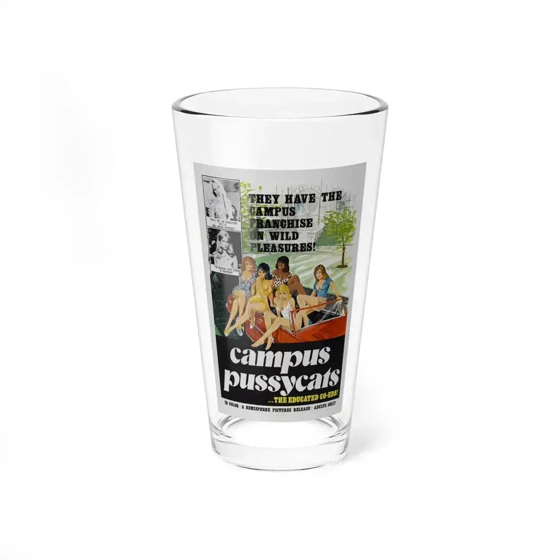 CAMPUS PUSSYCATS 1973 Movie Poster - Pint Glass 16oz 16oz - Go Mug Yourself