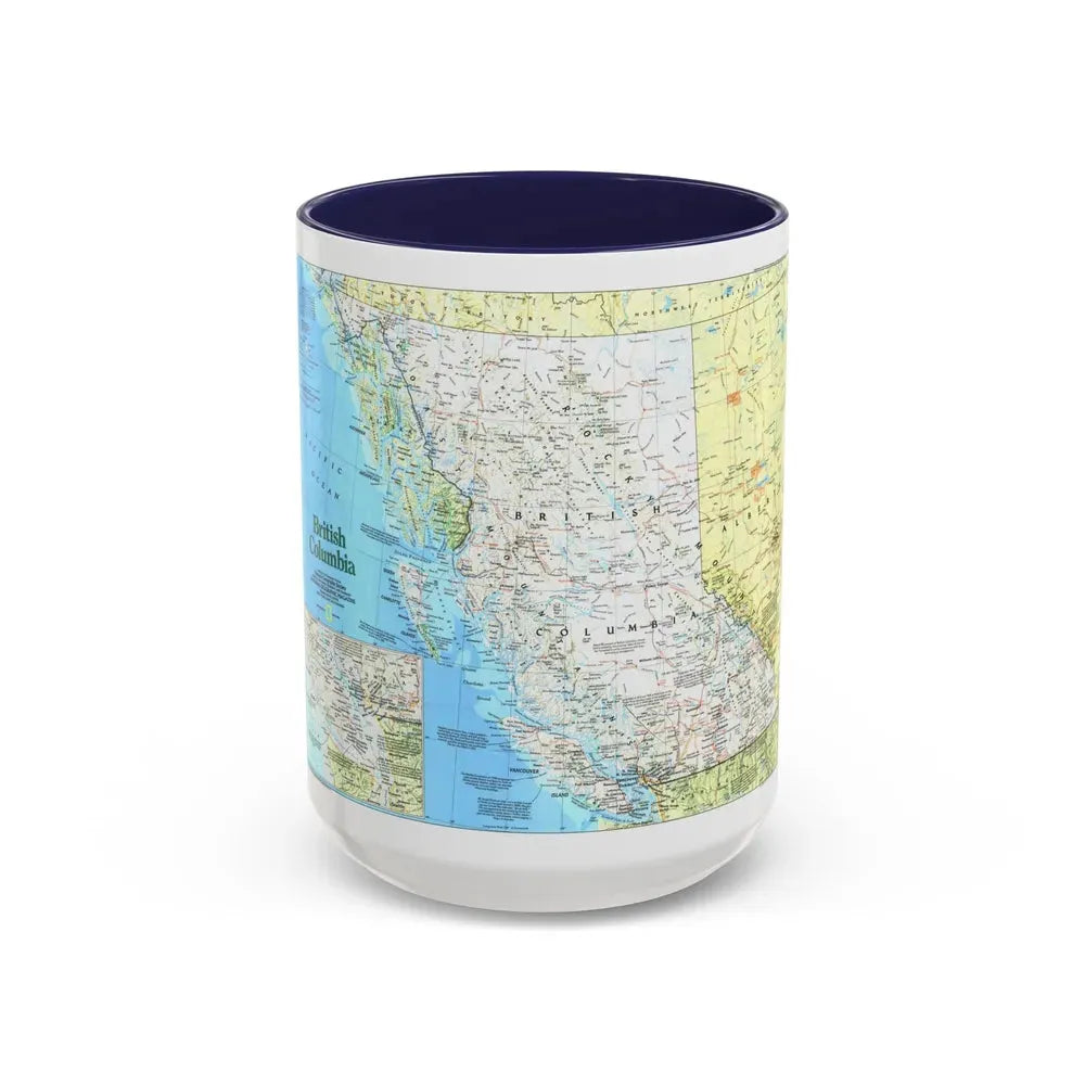 Canada - British Columbia 1 (1992) (Map) Accent Coffee Mug 15oz Navy - Go Mug Yourself