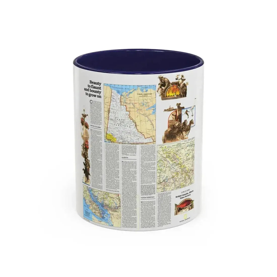 Canada - British Columbia, Alberta & Yukon 2 (1978) (Map) Accent Coffee Mug 11oz Navy - Go Mug Yourself