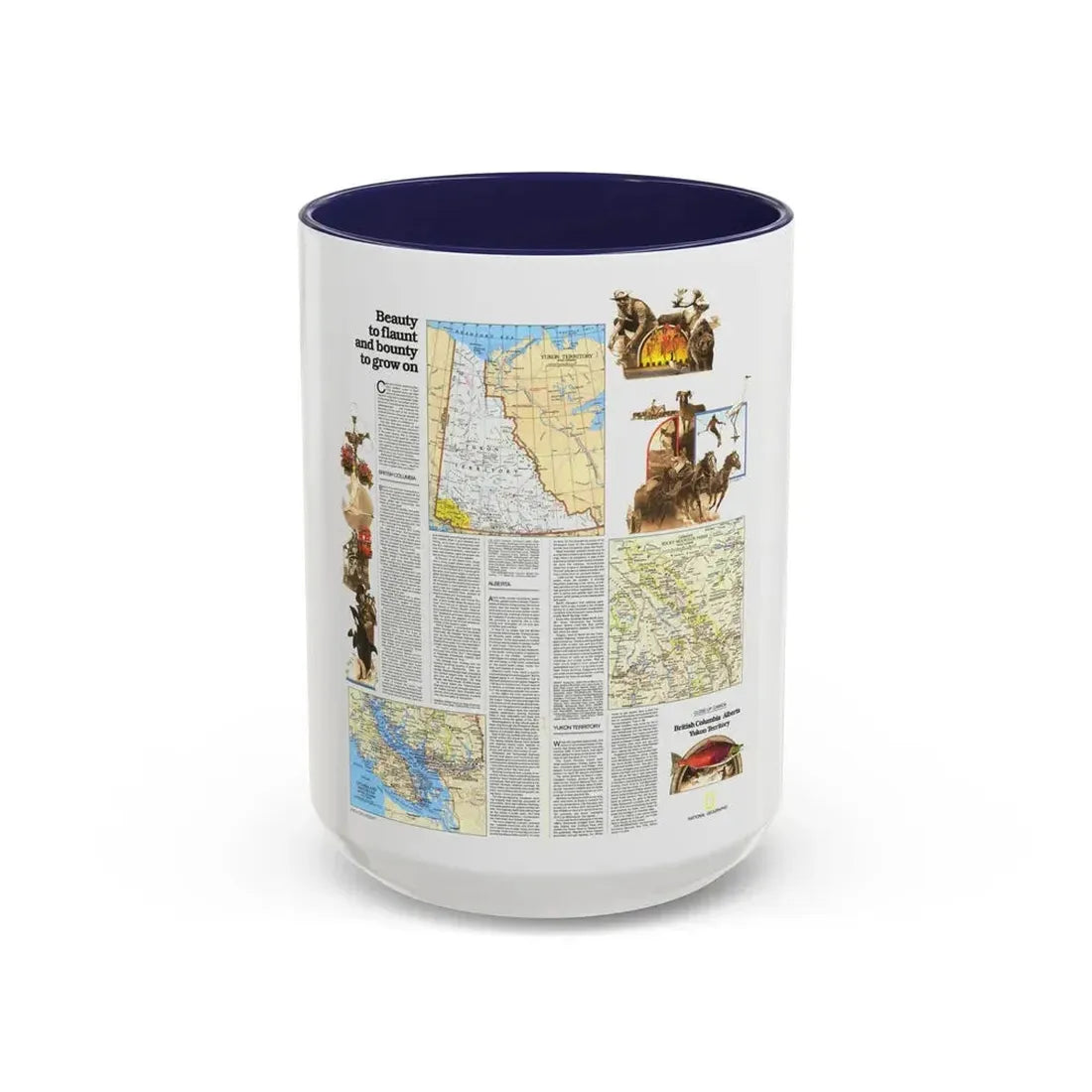 Canada - British Columbia, Alberta & Yukon 2 (1978) (Map) Accent Coffee Mug 15oz Navy - Go Mug Yourself