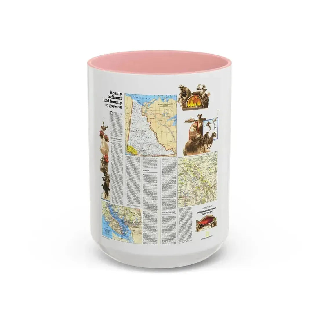 Canada - British Columbia, Alberta & Yukon 2 (1978) (Map) Accent Coffee Mug 15oz Pink - Go Mug Yourself