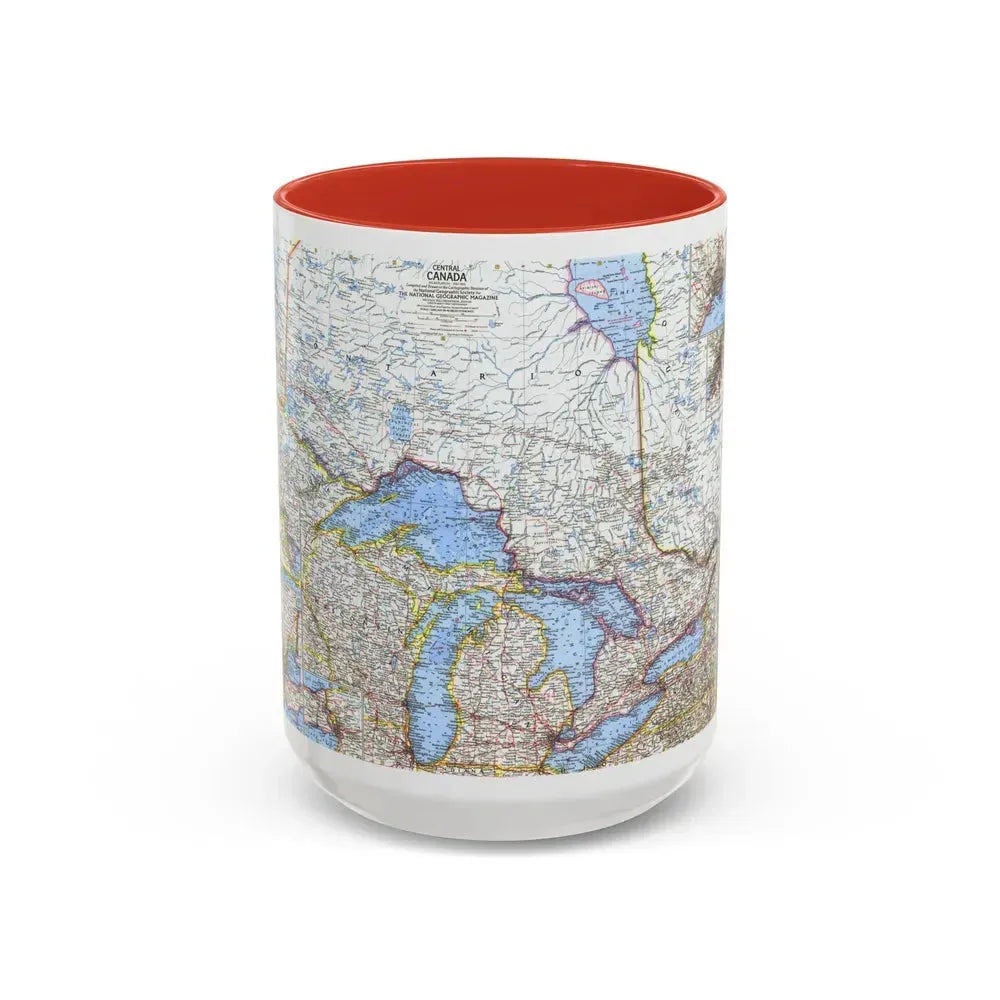 Canada - Central (1963) (Map) Accent Coffee Mug 15oz Red - Go Mug Yourself