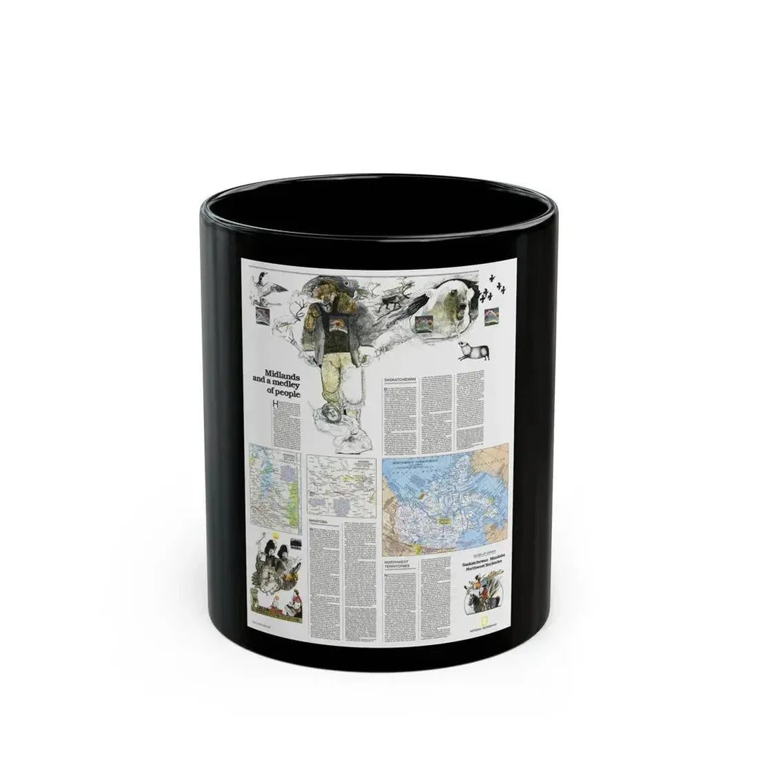Canada - Medley of People (1979) (Map) Black Coffee Mug 11oz - Go Mug Yourself
