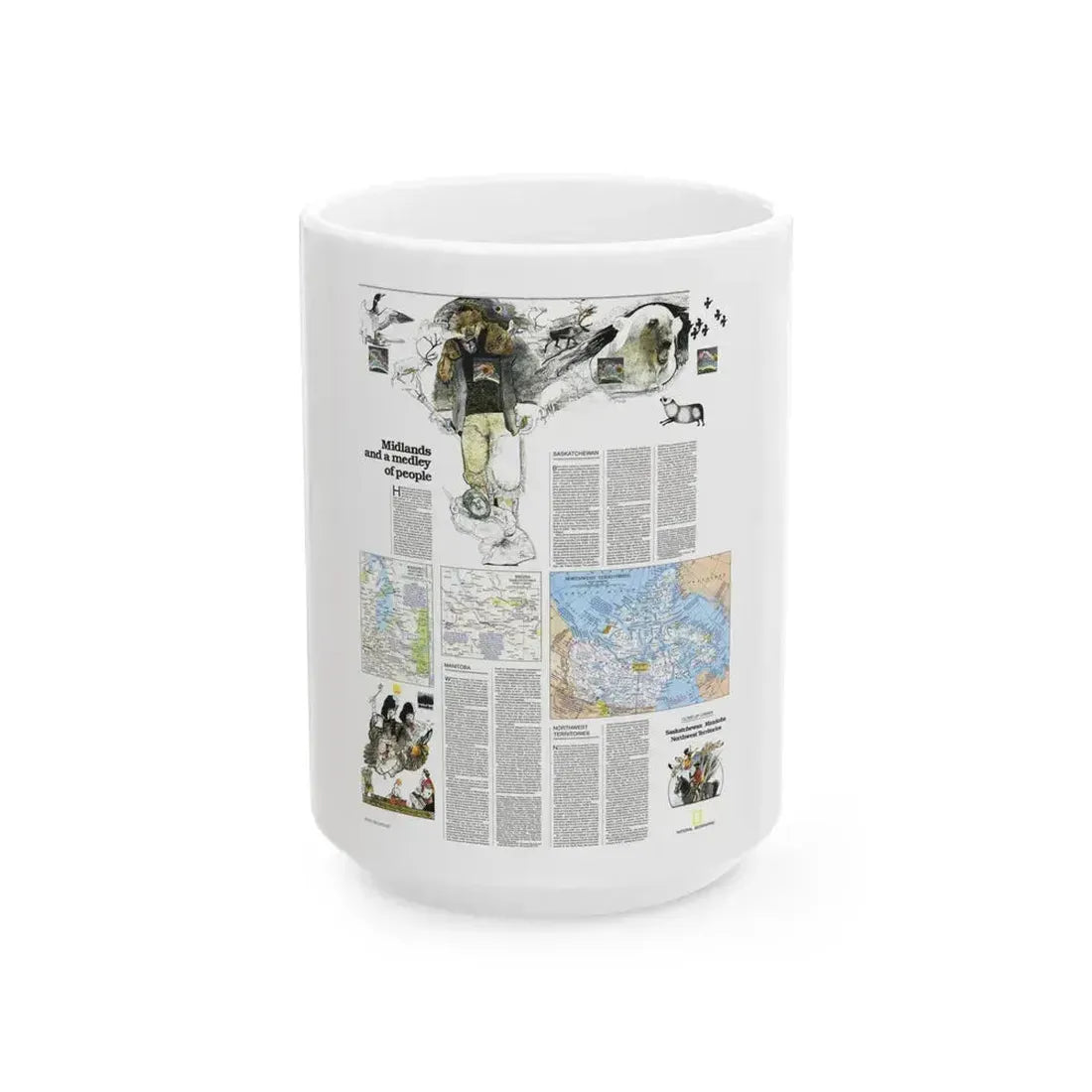 Canada - Medley of People (1979) (Map) White Coffee Mug 15oz - Go Mug Yourself