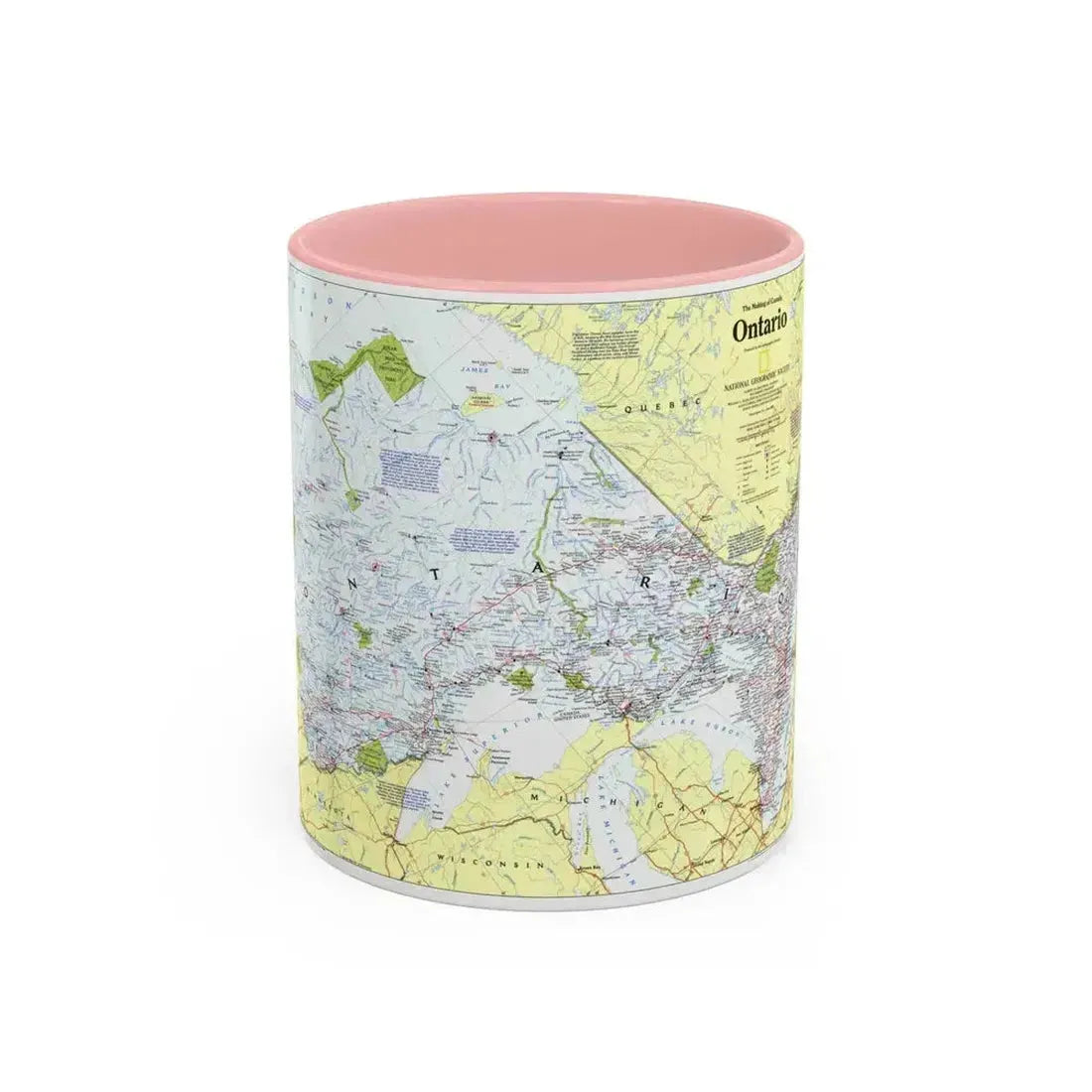 Canada - Ontario 1 (1996 (Map) Accent Coffee Mug 11oz Pink - Go Mug Yourself