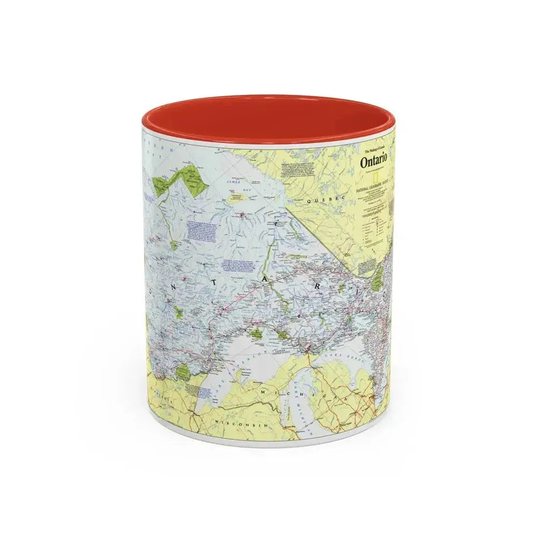 Canada - Ontario 1 (1996 (Map) Accent Coffee Mug 11oz Red - Go Mug Yourself