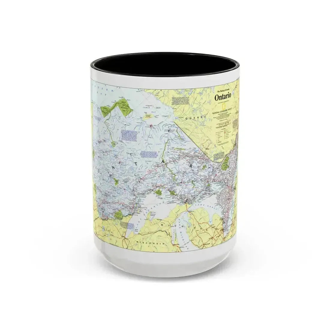 Canada - Ontario 1 (1996 (Map) Accent Coffee Mug 15oz Black - Go Mug Yourself