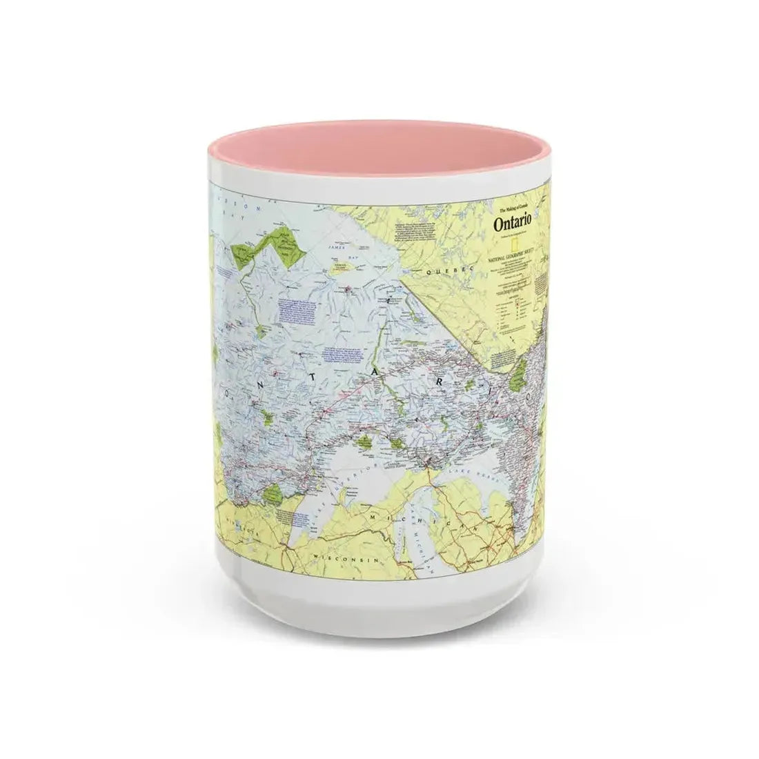 Canada - Ontario 1 (1996 (Map) Accent Coffee Mug 15oz Pink - Go Mug Yourself
