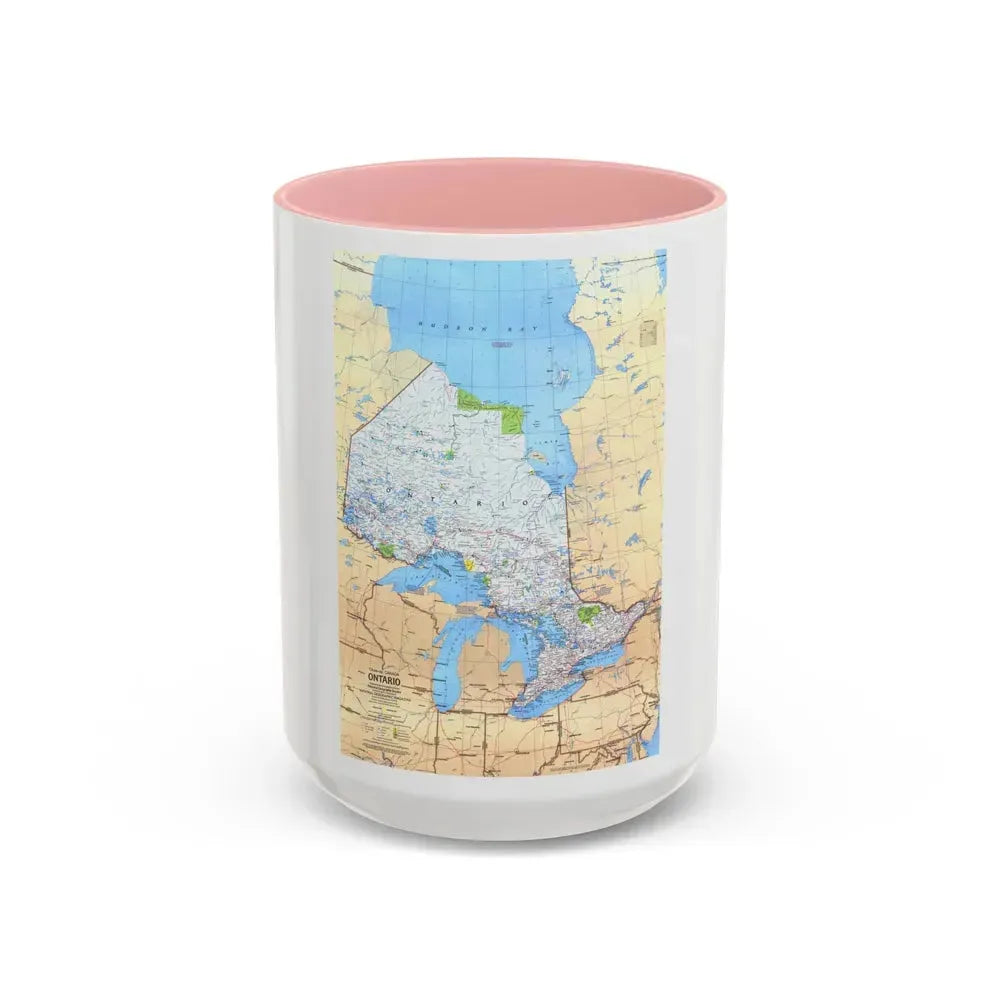 Canada - Ontario (1978) (Map) Accent Coffee Mug 15oz Pink - Go Mug Yourself