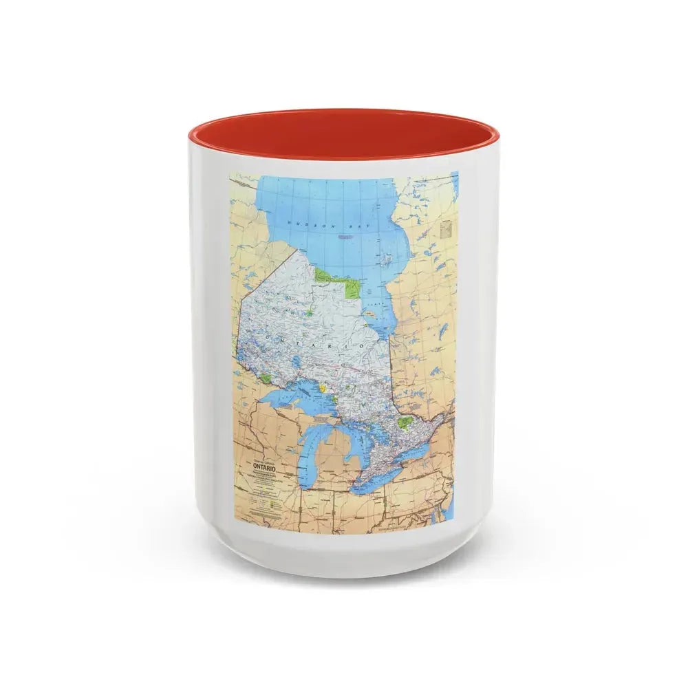 Canada - Ontario (1978) (Map) Accent Coffee Mug 15oz Red - Go Mug Yourself