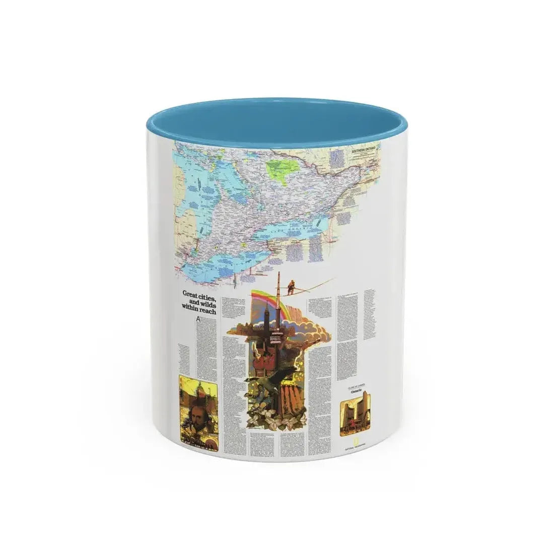 Canada - Ontario, Great Cities (1978) (Map) Accent Coffee Mug 11oz Light Blue - Go Mug Yourself