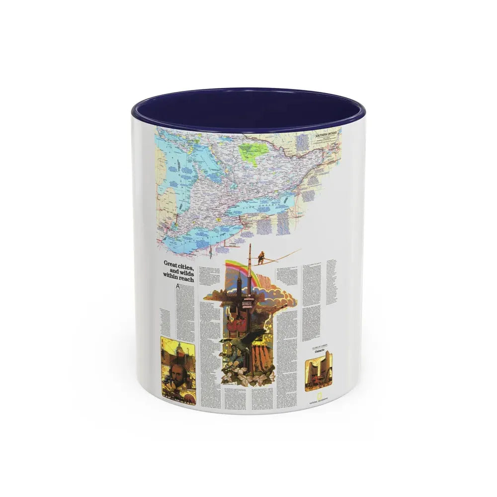 Canada - Ontario, Great Cities (1978) (Map) Accent Coffee Mug 11oz Navy - Go Mug Yourself