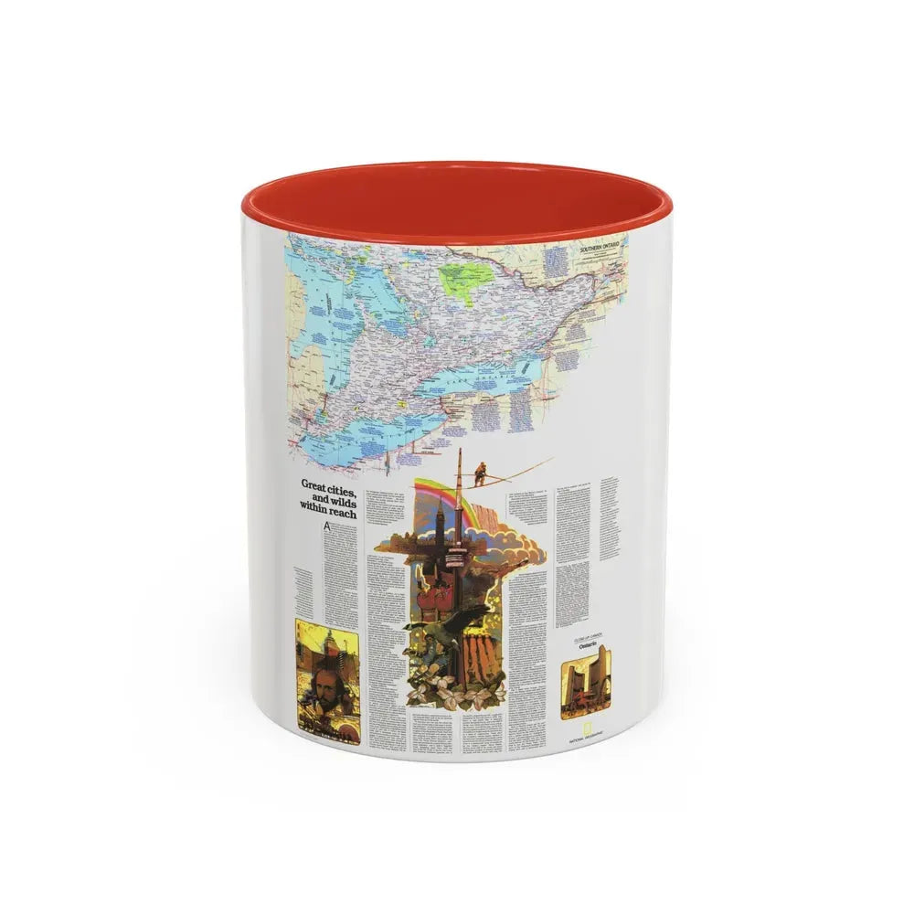Canada - Ontario, Great Cities (1978) (Map) Accent Coffee Mug 11oz Red - Go Mug Yourself