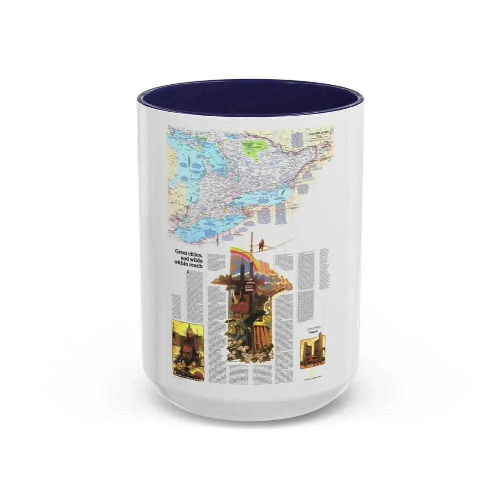 Canada - Ontario, Great Cities (1978) (Map) Accent Coffee Mug 15oz Navy - Go Mug Yourself