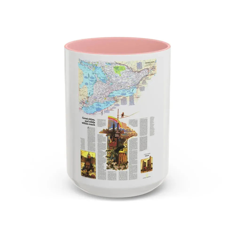Canada - Ontario, Great Cities (1978) (Map) Accent Coffee Mug 15oz Pink - Go Mug Yourself