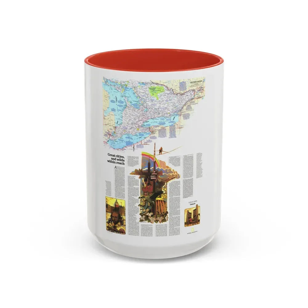 Canada - Ontario, Great Cities (1978) (Map) Accent Coffee Mug 15oz Red - Go Mug Yourself