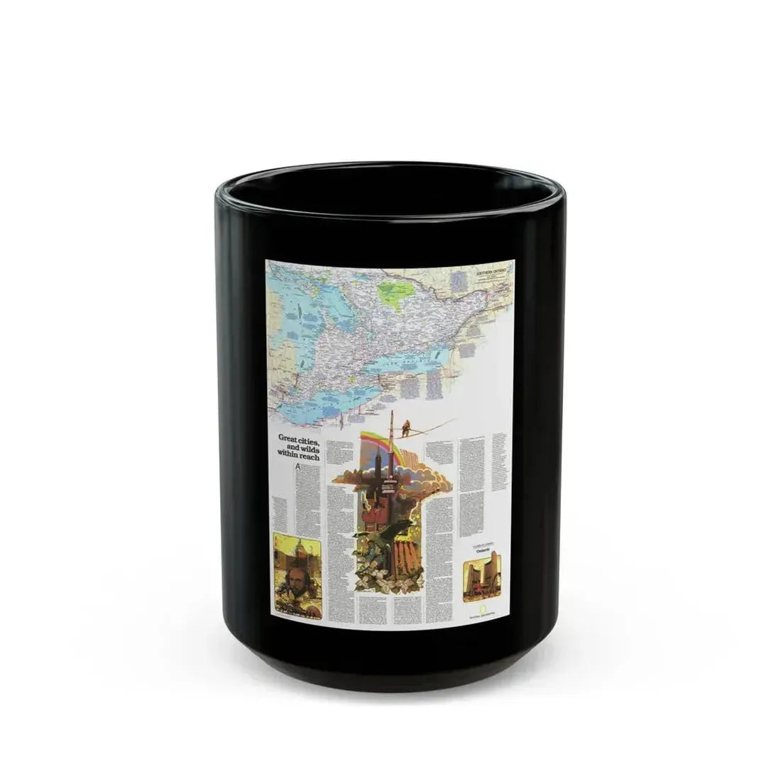 Canada - Ontario, Great Cities (1978) (Map) Black Coffee Mug 15oz - Go Mug Yourself