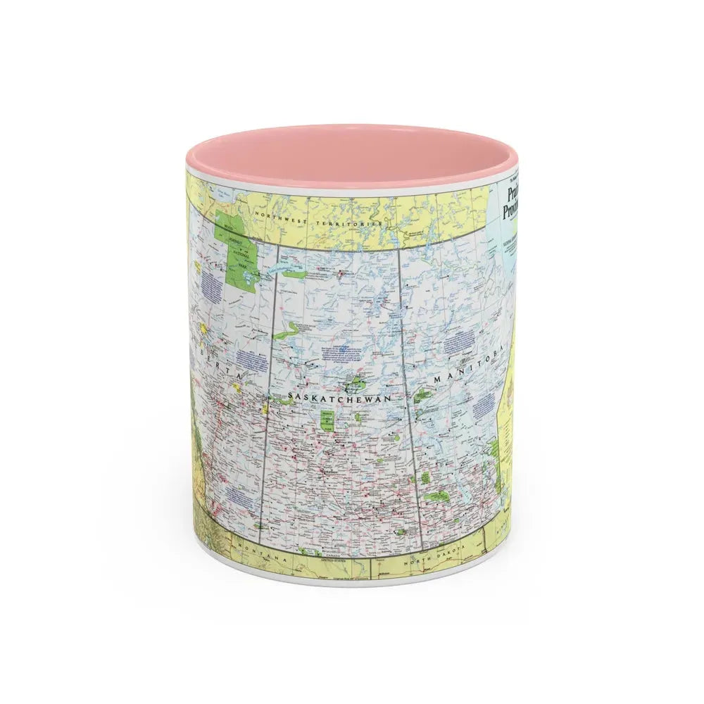 Canada - Prairie Provinces 1 (1995) (Map) Accent Coffee Mug 11oz Pink - Go Mug Yourself
