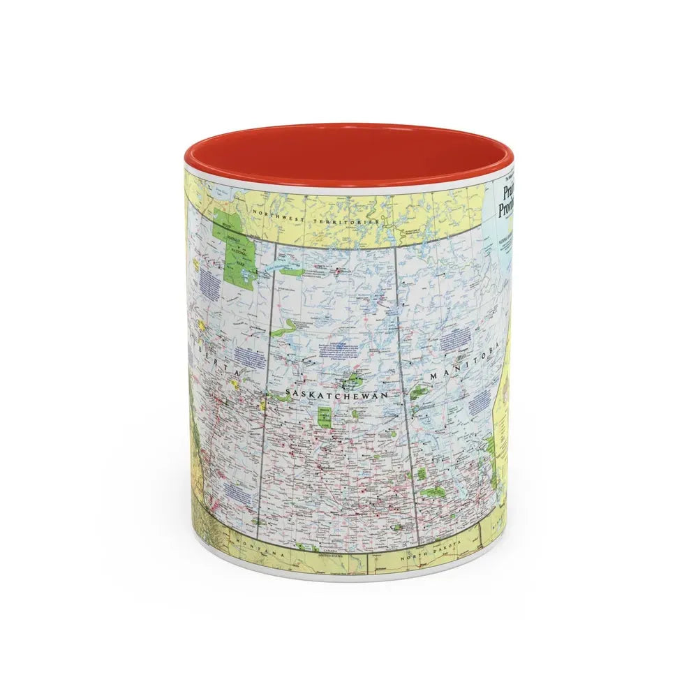 Canada - Prairie Provinces 1 (1995) (Map) Accent Coffee Mug 11oz Red - Go Mug Yourself