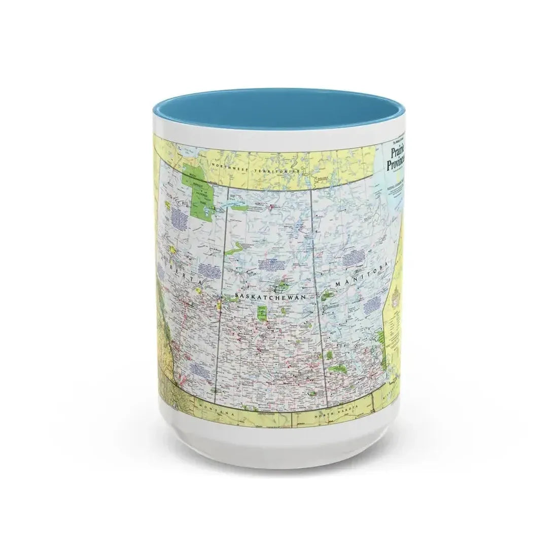 Canada - Prairie Provinces 1 (1995) (Map) Accent Coffee Mug 15oz Light Blue - Go Mug Yourself
