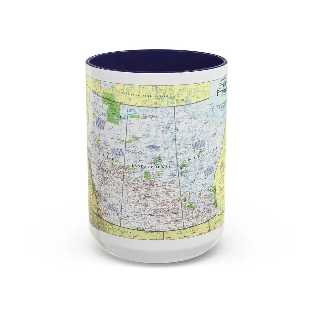 Canada - Prairie Provinces 1 (1995) (Map) Accent Coffee Mug 15oz Navy - Go Mug Yourself