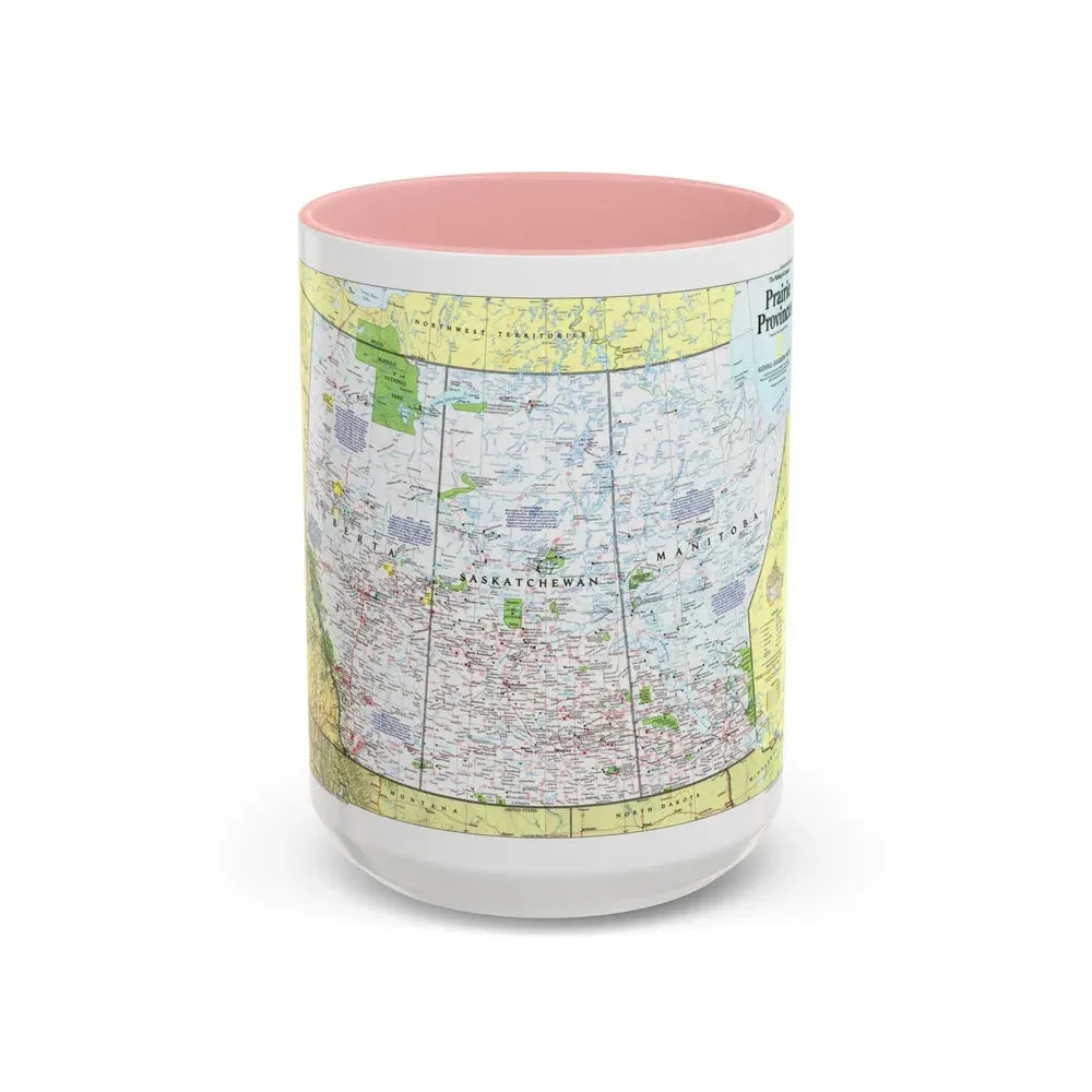 Canada - Prairie Provinces 1 (1995) (Map) Accent Coffee Mug 15oz Pink - Go Mug Yourself