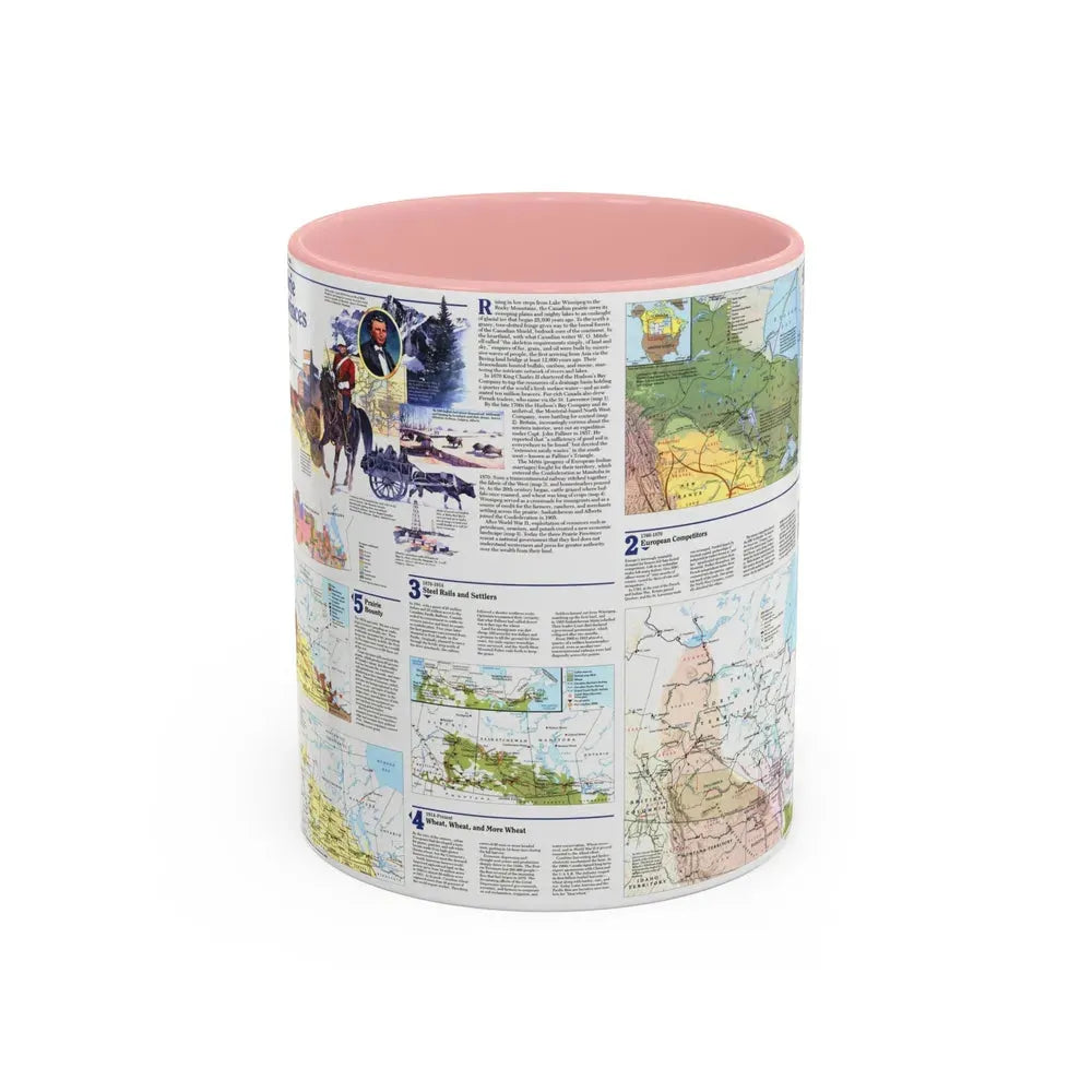 Canada - Prairie Provinces 2 (1995) (Map) Accent Coffee Mug 11oz Pink - Go Mug Yourself