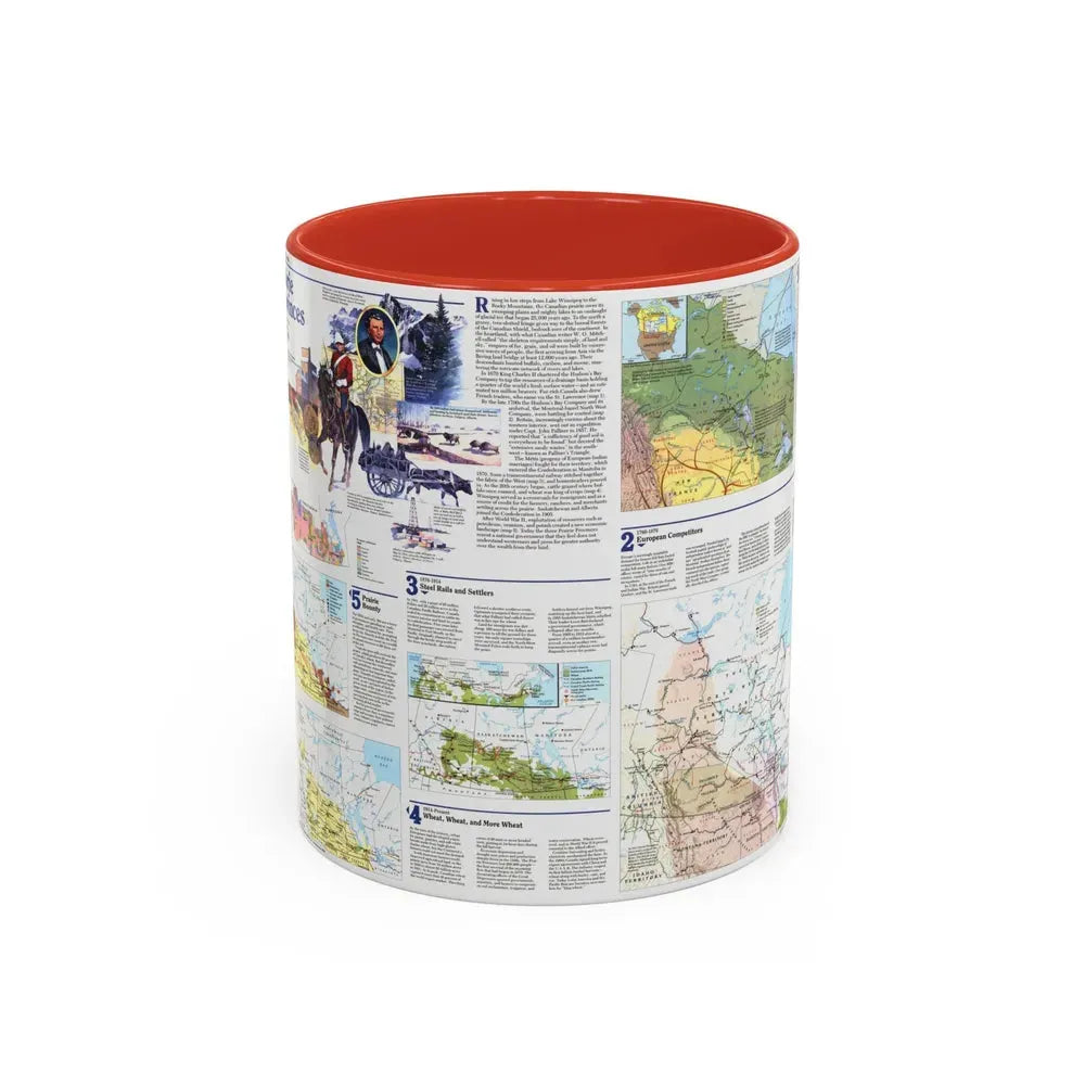 Canada - Prairie Provinces 2 (1995) (Map) Accent Coffee Mug 11oz Red - Go Mug Yourself
