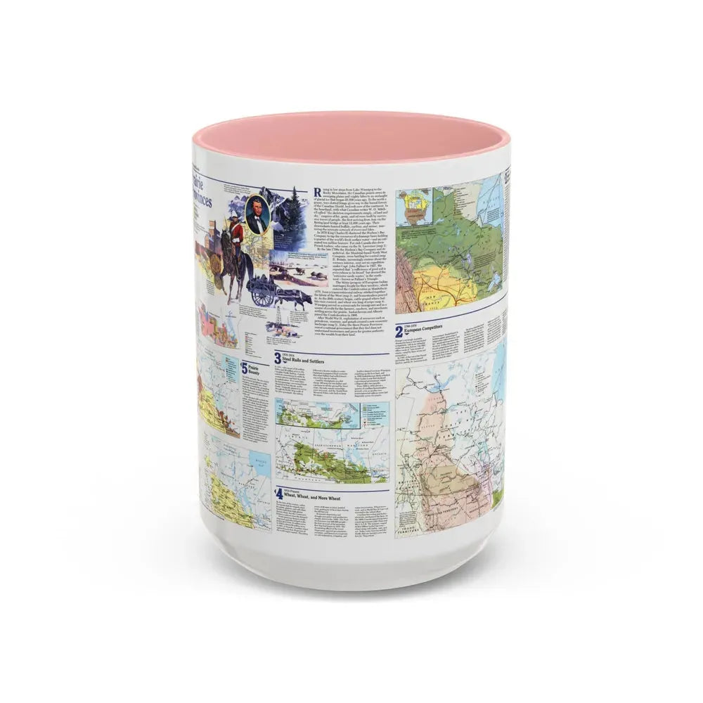 Canada - Prairie Provinces 2 (1995) (Map) Accent Coffee Mug 15oz Pink - Go Mug Yourself