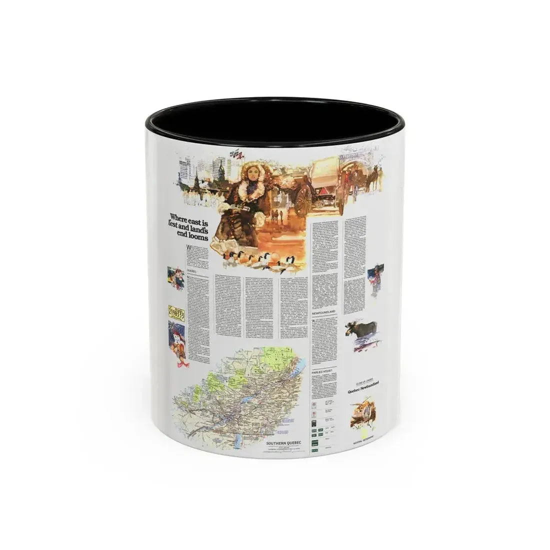 Canada - Quebec-Newfoundland (1980) (Map) Accent Coffee Mug 11oz Black - Go Mug Yourself