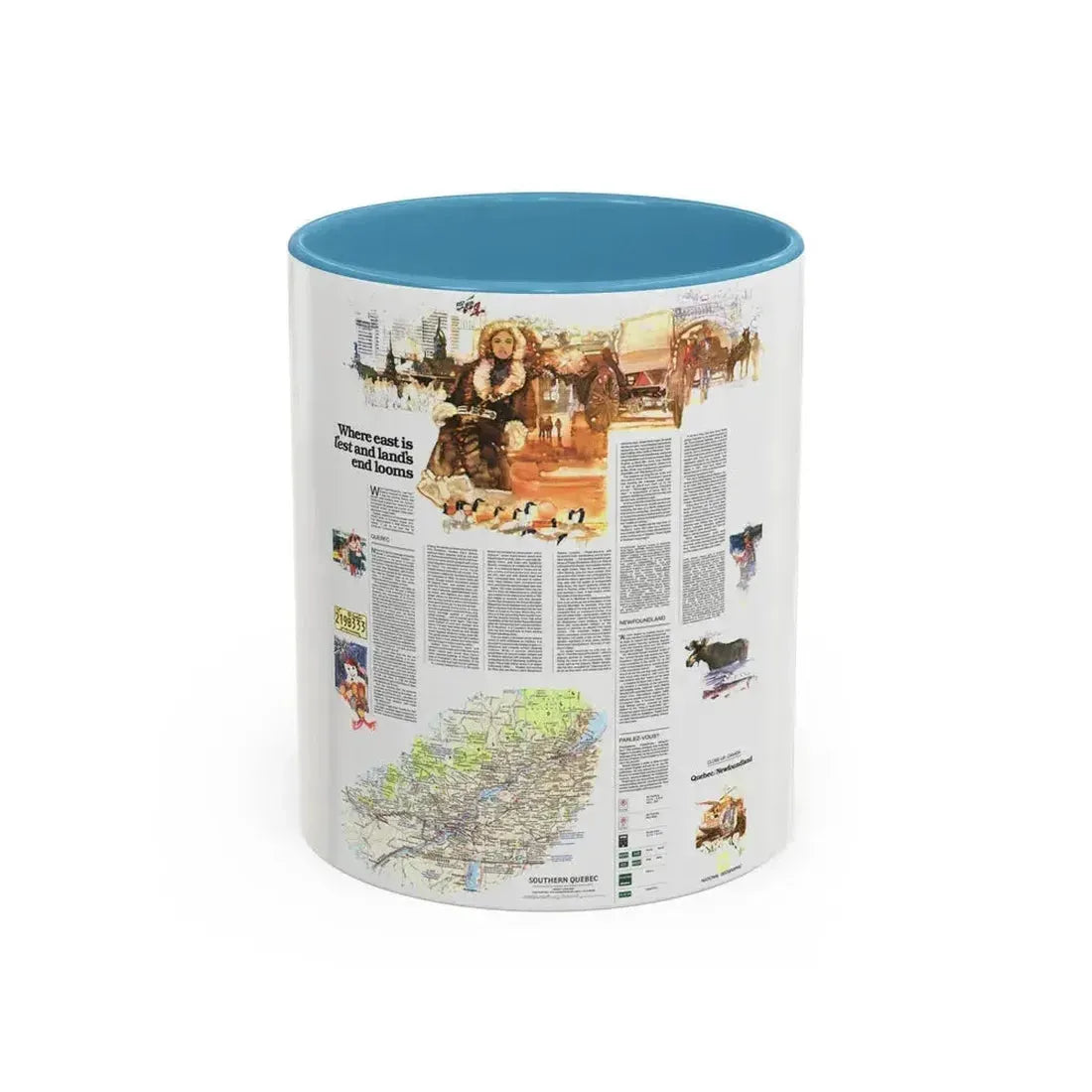 Canada - Quebec-Newfoundland (1980) (Map) Accent Coffee Mug 11oz Light Blue - Go Mug Yourself