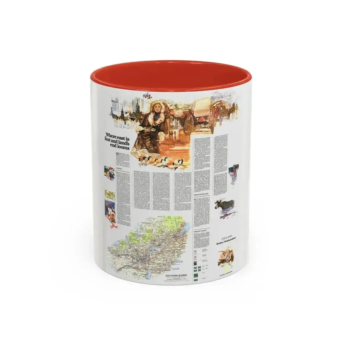 Canada - Quebec-Newfoundland (1980) (Map) Accent Coffee Mug 11oz Red - Go Mug Yourself