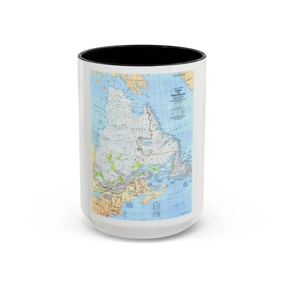 Canada - Quebec & Newfoundland (1980) (Map) Accent Coffee Mug 15oz Black - Go Mug Yourself