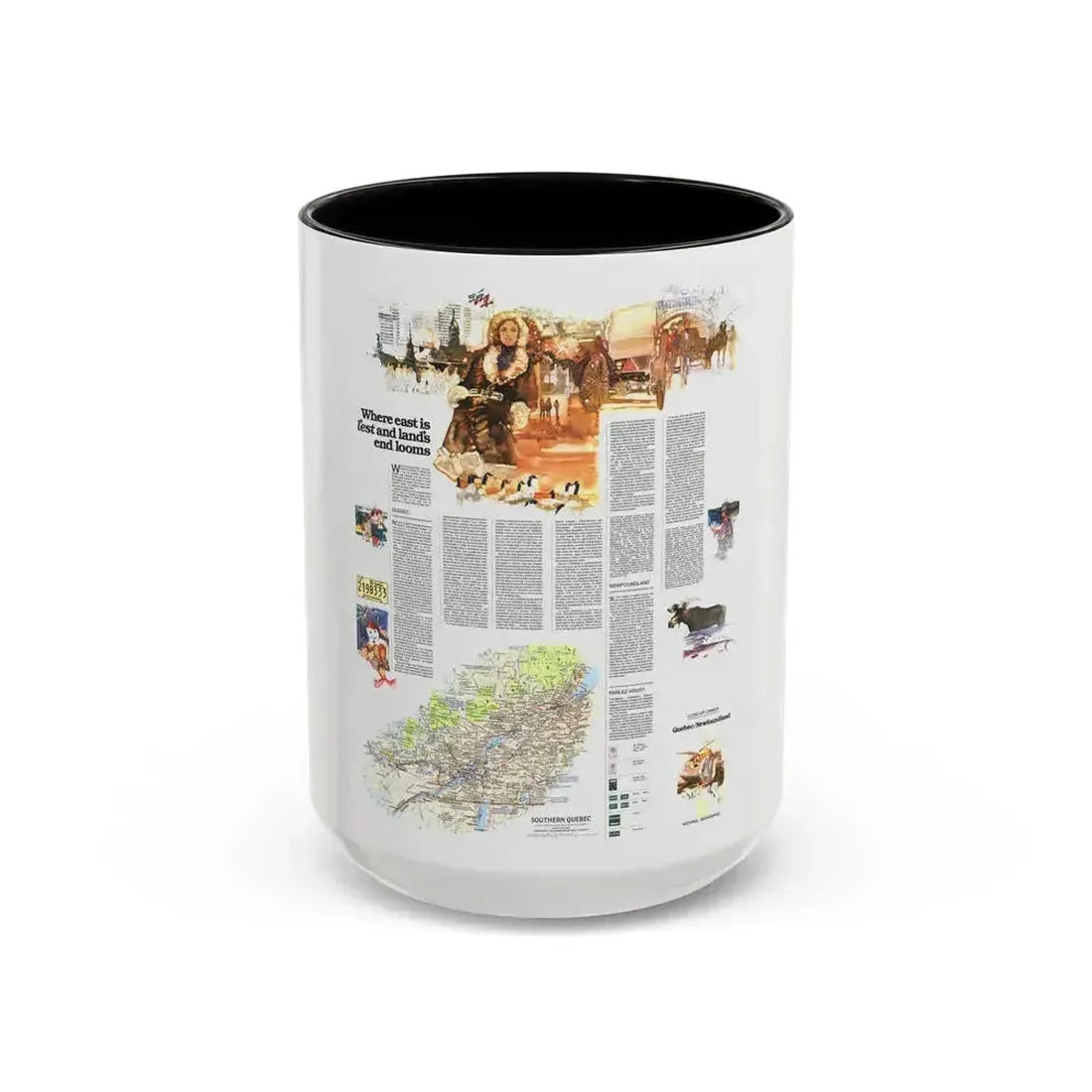Canada - Quebec-Newfoundland (1980) (Map) Accent Coffee Mug 15oz Black - Go Mug Yourself