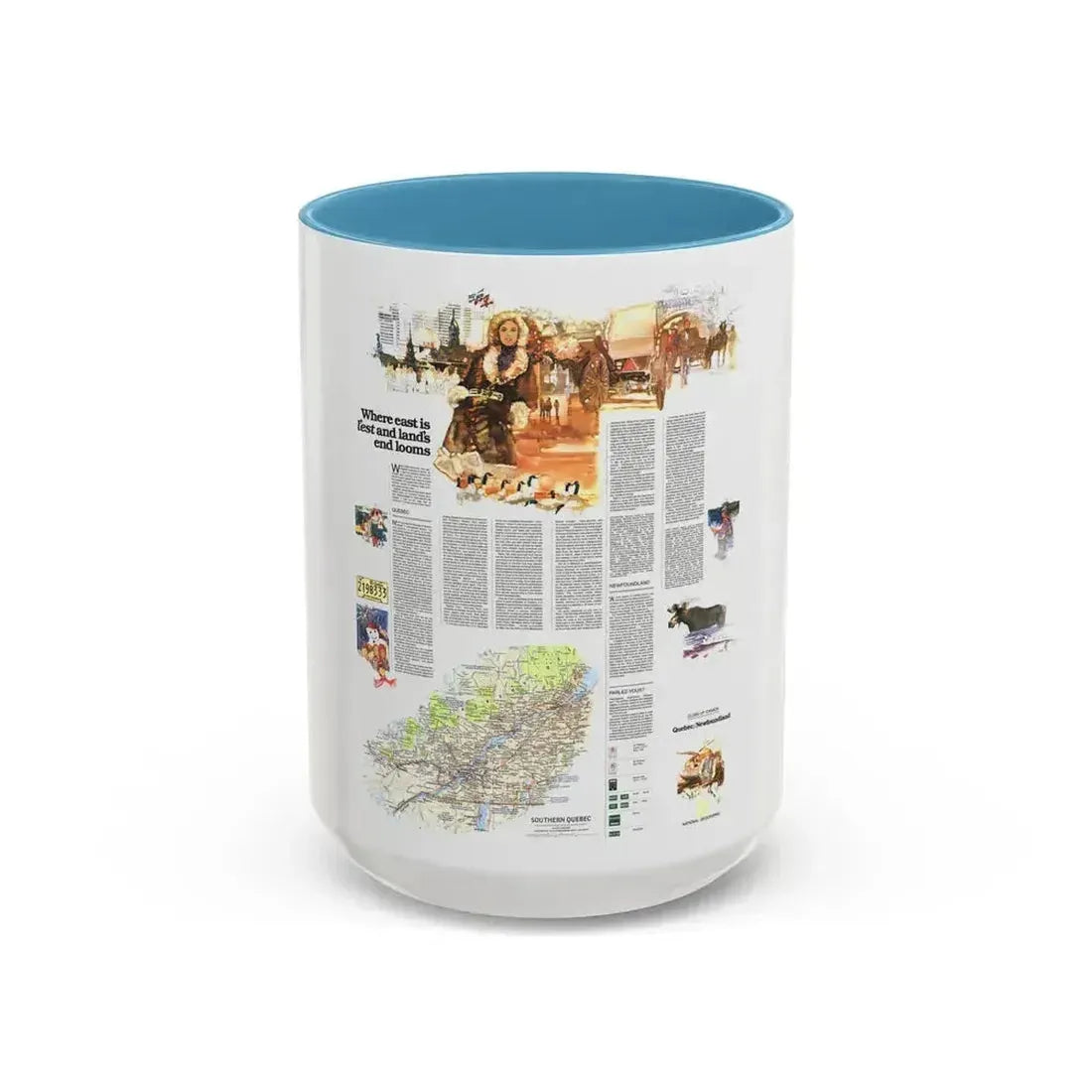 Canada - Quebec-Newfoundland (1980) (Map) Accent Coffee Mug 15oz Light Blue - Go Mug Yourself