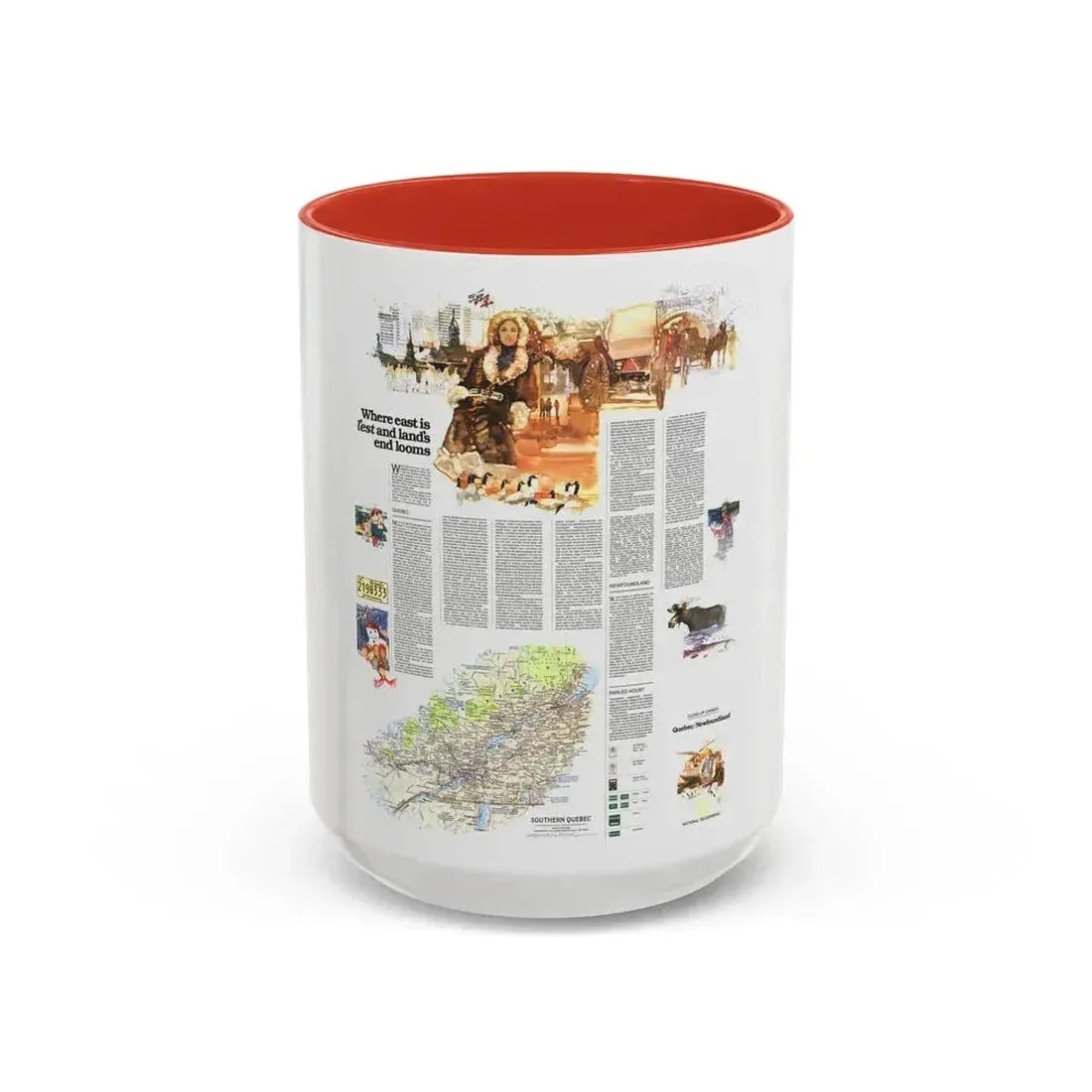 Canada - Quebec-Newfoundland (1980) (Map) Accent Coffee Mug 15oz Red - Go Mug Yourself
