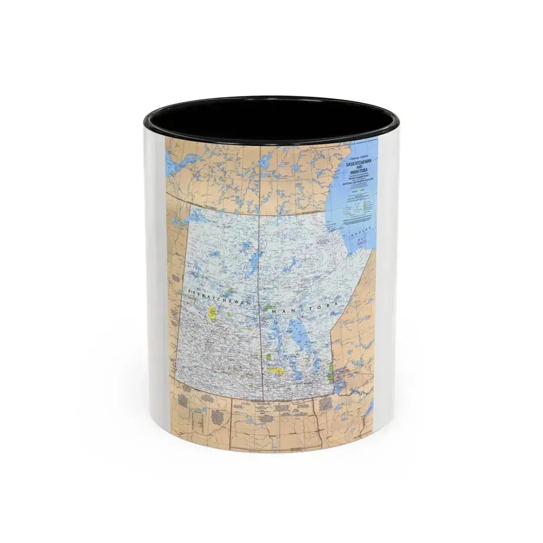 Canada - Saskatchewan & Manitoba (1979) (Map) Accent Coffee Mug 11oz Black - Go Mug Yourself
