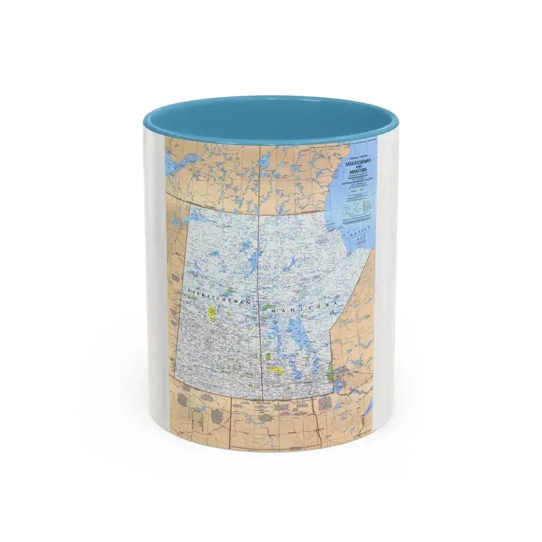 Canada - Saskatchewan & Manitoba (1979) (Map) Accent Coffee Mug 11oz Light Blue - Go Mug Yourself
